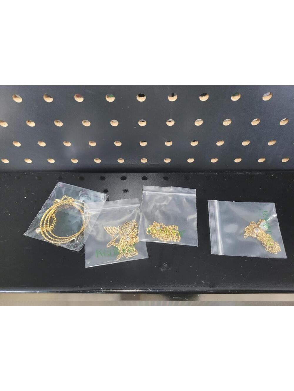 4pc Gold Zircon Child Necklace Lot - 13 inch Length - NM
